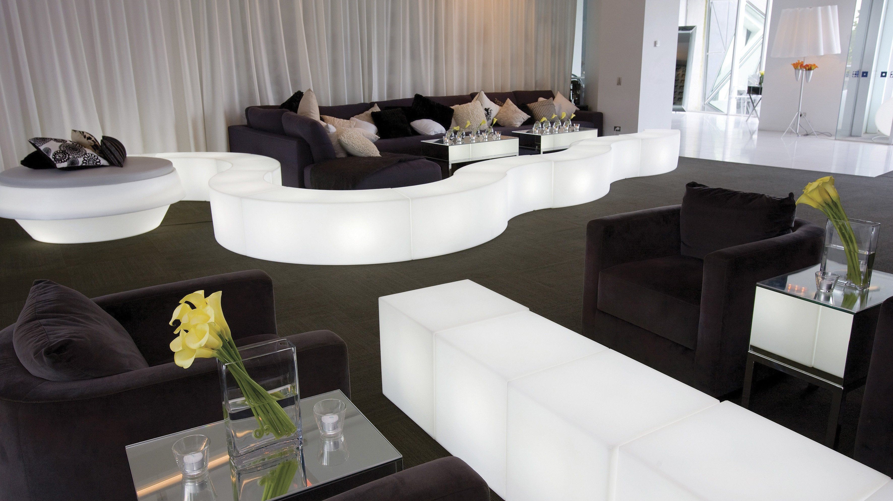 2er Set | Beleuchtbares Podest / Sitzbank SNAKE für Indoor + Outdoor | Sitzmöbel | brandamba.com