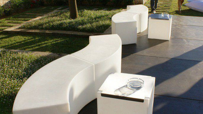 2er Set | Beleuchtbares Podest / Sitzbank SNAKE für Indoor + Outdoor | Sitzmöbel | brandamba.com