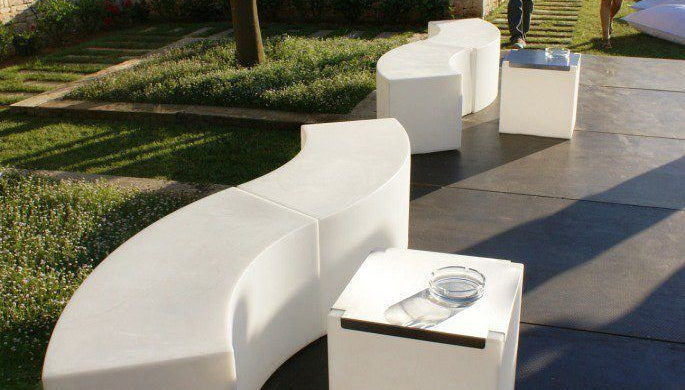 2er Set | Beleuchtbares Podest / Sitzbank SNAKE für Indoor + Outdoor | Sitzmöbel | brandamba.com