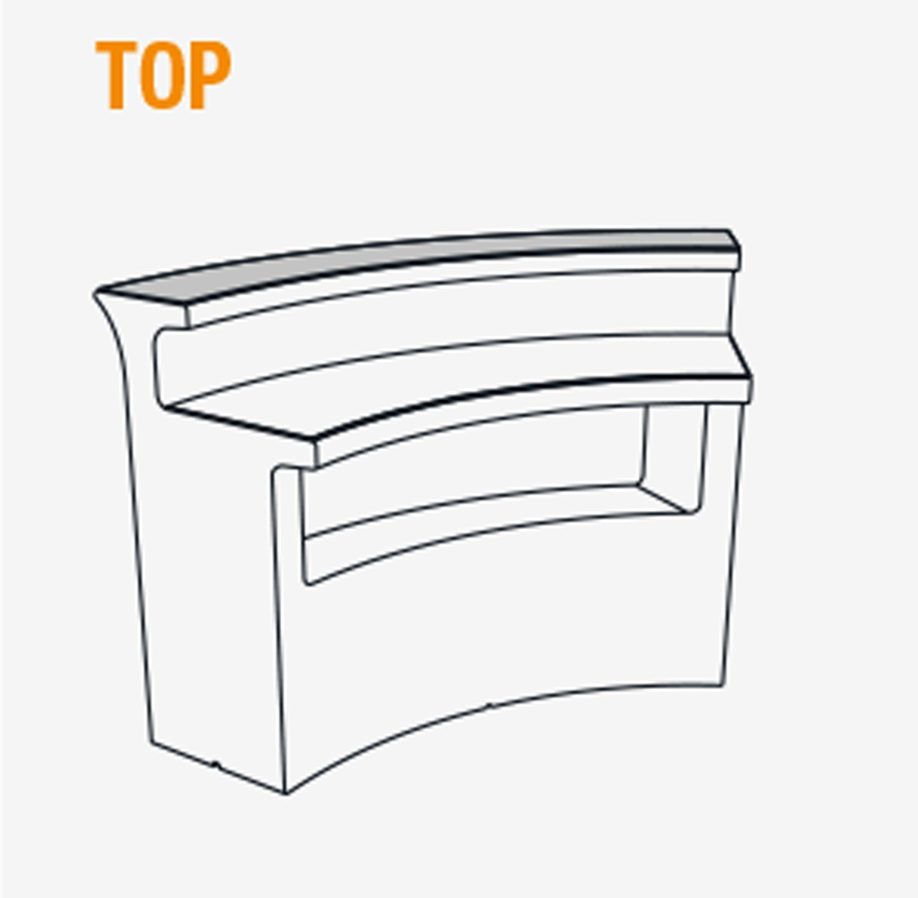 Abdeckplatte TOP für Slide Leucht-Theke BREAK BAR, halbrund | LED Theke | brandamba.com