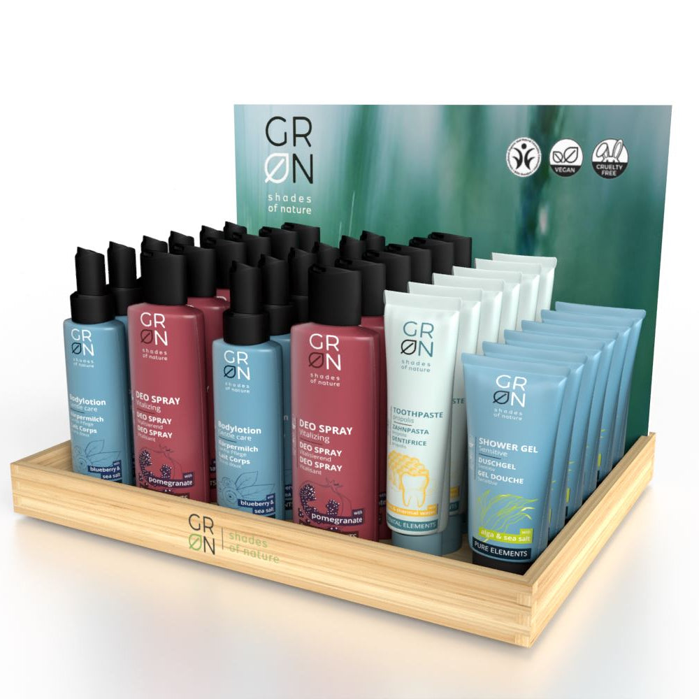 Holzdisplay Präsentationstablett - GREEN POS Display als Thekenaufsteller | Holzdisplay | brandamba.com