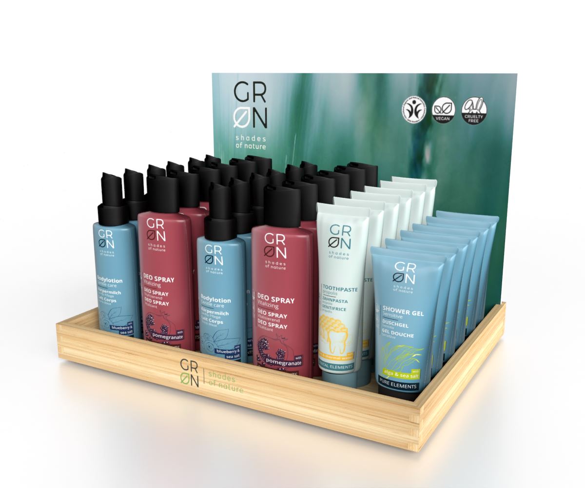 Holzdisplay Präsentationstablett - GREEN POS Display als Thekenaufsteller | Holzdisplay | brandamba.com