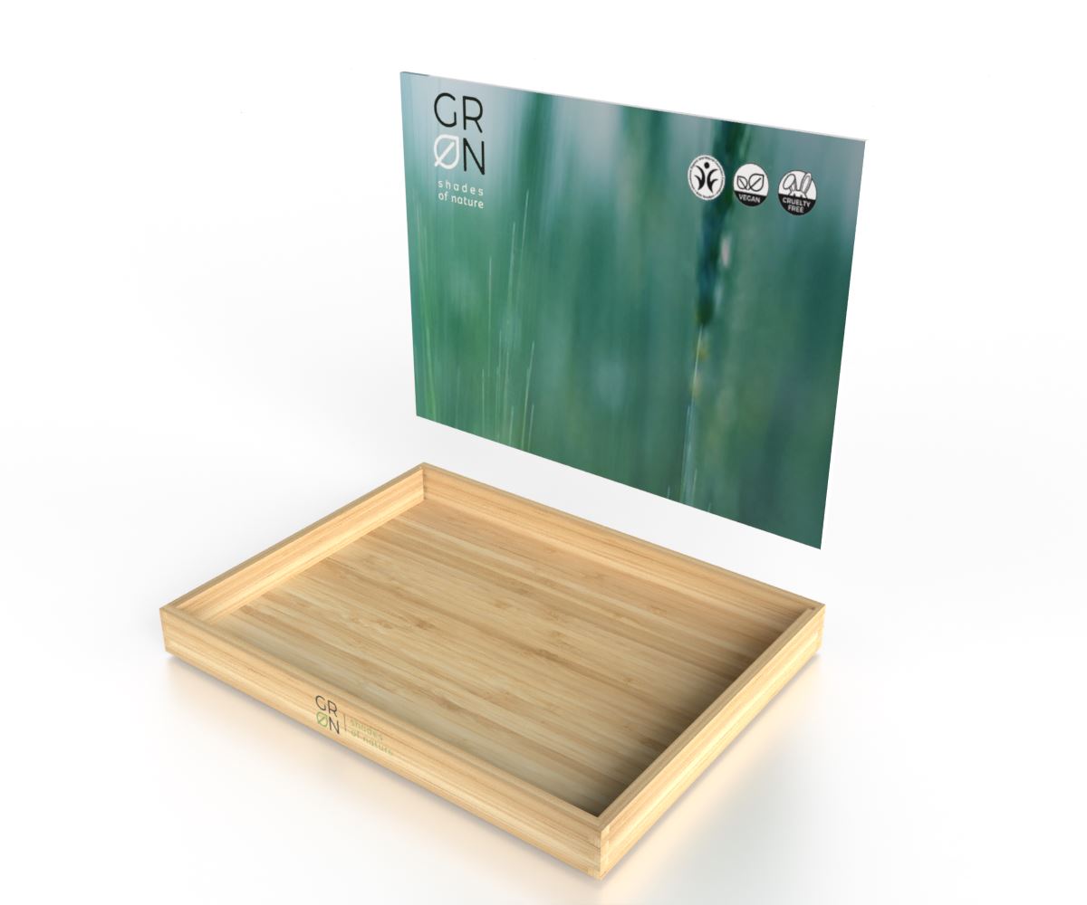 Holzdisplay Präsentationstablett - GREEN POS Display als Thekenaufsteller | Holzdisplay | brandamba.com