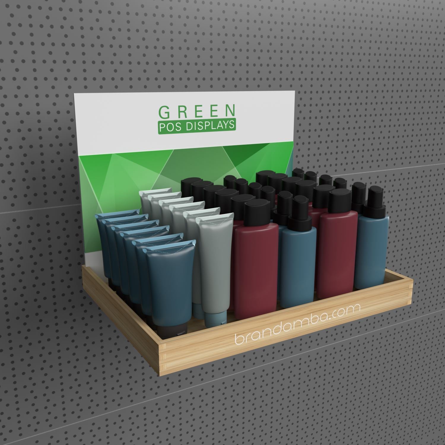 Holzdisplay Präsentationstablett - GREEN POS Display als Wanddisplay | Holzdisplay | brandamba.com