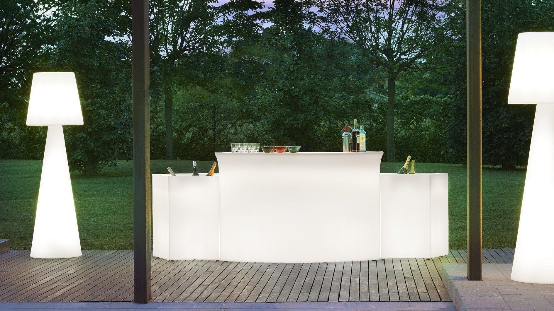 LED Theke Slide BREAK BAR Set | 1x BREAK BAR + 2x BREAK ICE inkl. Glasplatten für die Break Bar | LED Theke | brandamba.com