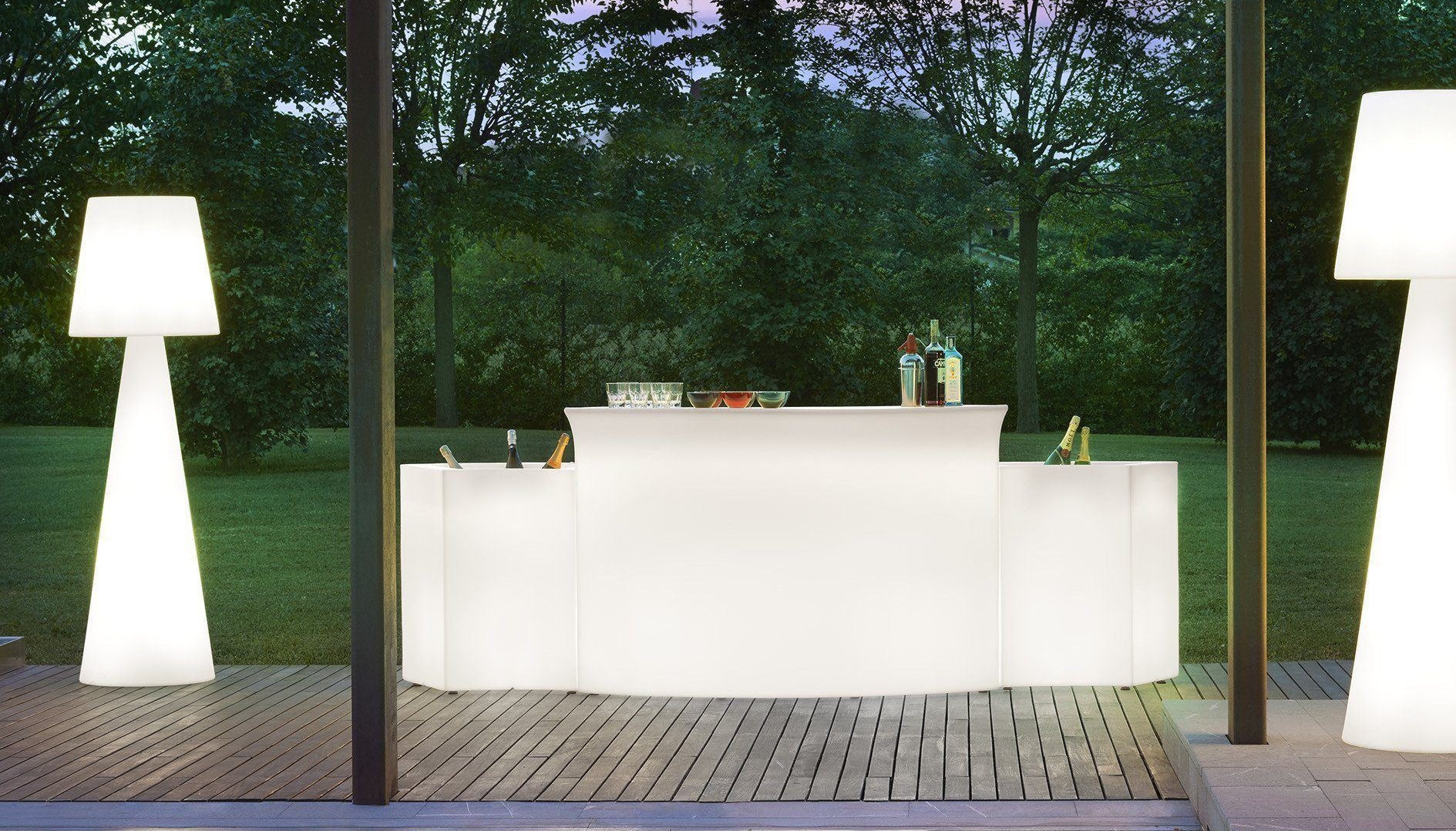 LED Theke Slide BREAK BAR Set | 1x BREAK BAR + 2x BREAK ICE inkl. Glasplatten für die Break Bar | LED Theke | brandamba.com