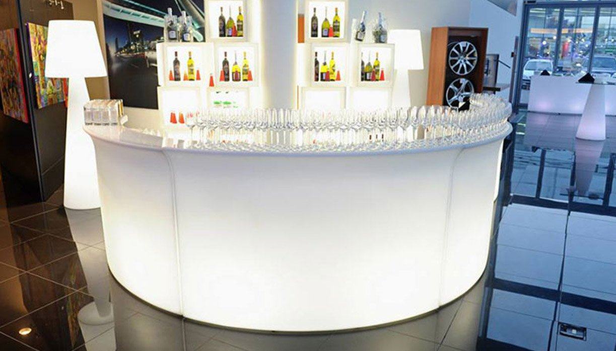 Slide BREAK BAR Leuchttheken-Set | 3 x BREAK BAR, Halbkreis | LED Theke | brandamba.com