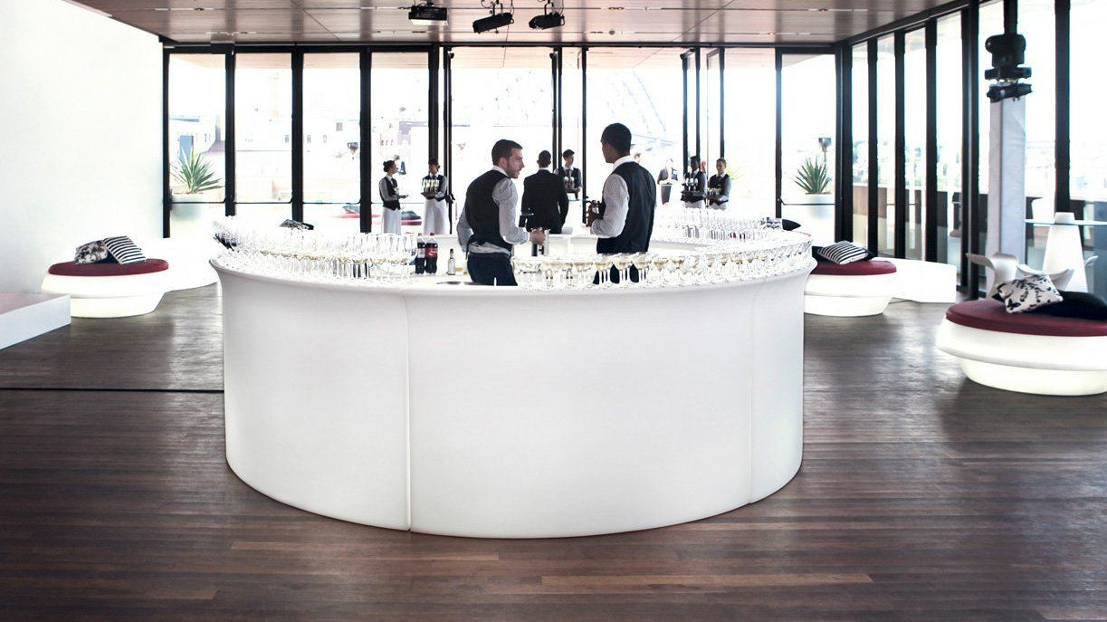 Slide BREAK BAR Leuchttheken-Set | 5 x BREAK BAR, 5/6 kreisrund | LED Theke | brandamba.com