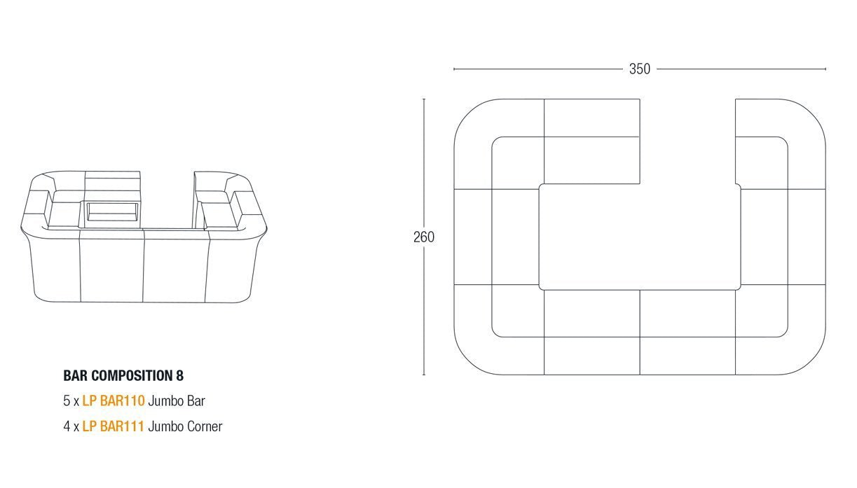 Slide JUMBO BAR Leuchttheke Eventtheke Gerades Element | LED Theke | brandamba.com