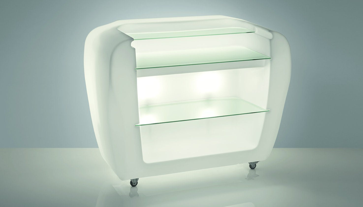 Slide ROLLER BAR mit BEER DISPENSER beleuchtbare Rolltheke mit Zapfanlage | Theken | brandamba.com