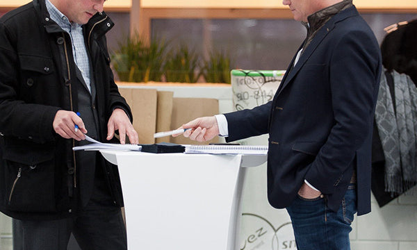 stehtisch olumn von flux / falttheke / Promotiontheke